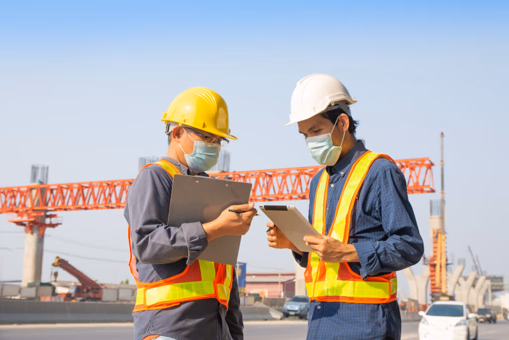 civil engineering inspectors inspecting a site