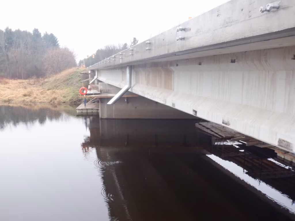 Bridge spanning a calm river